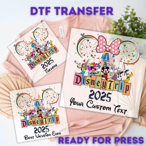 Disney Trip 2025 DTF,Disney Mickey&Friends DTF,Disney DTF, Ready For Press Matching Transfer,Disneyland Castle Heat Press,Dtf Transfer Cheap