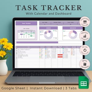 Google スプレッドシート タスク トラッカー | カレンダー付きチーム プランナー (デジタル ダウンロード)