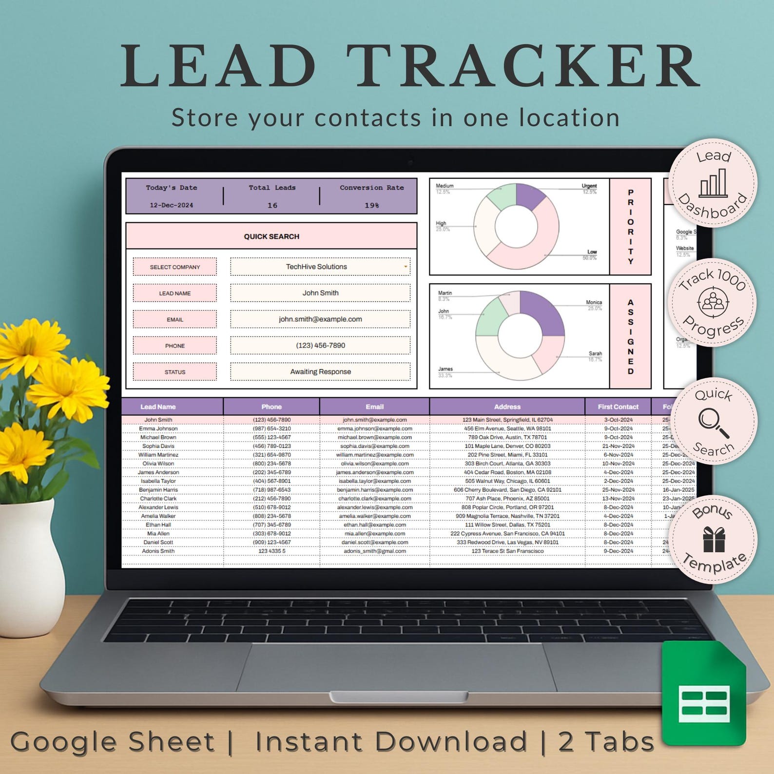 Lead Tracker Spreadsheet: Client Management Tool (google Sheets ...