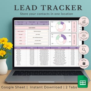 Blei-Tracker Tabelle Google Sheets | Digitales Kunden-System | Small Business Kommunikation Log | Kontaktliste | Call Log Tabelle