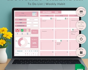 Digital Planner Spreadsheet, 2026 Calendar, Habit Tracker (Google Sheet)