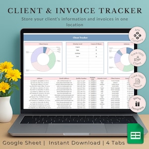 Client Tracker Spreadsheet template, Small business tracker, Google Sheets Invoice Tracker, business client list, client management template