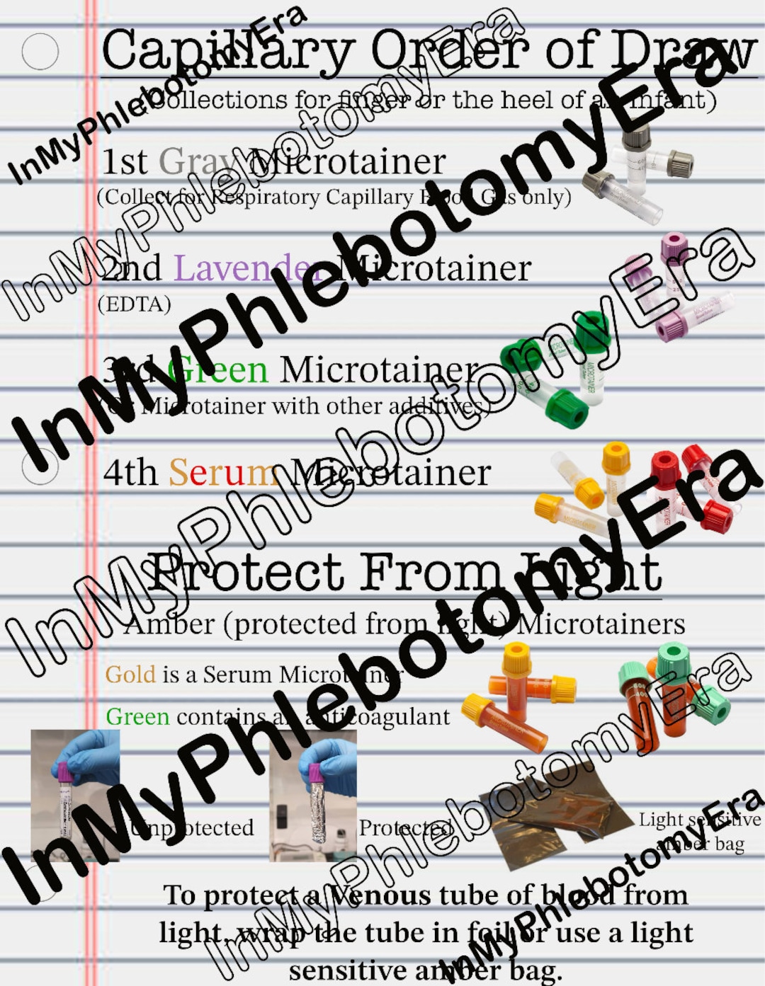 Capillary Order of Draw Phlebotomy Phlebotomist Study Guide Order of