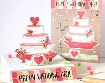 Wedding Day Cut Out and Keep Card - 3 Tier Wedding Cake