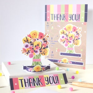 Danke cut Out und halten Karte - Blumenstrauß