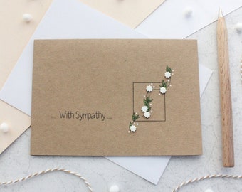 Sympathy Card, Bereavement Card, Simple Floral Vine Design