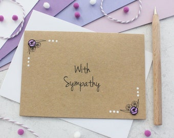 With Sympathy Card, Bereavement Card with Rose Embellishment