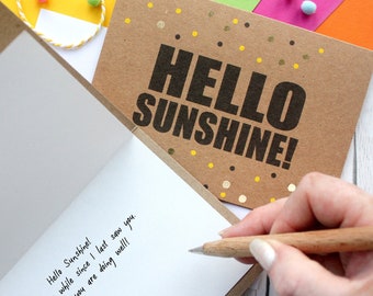 Personalised Blank Hello Card for a Friend - Hiya Pal! Howdy Partner! Hey You! Hello Sunshine!