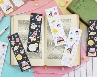 Spaced Out! Outer Space Double Sided Bookmarks - Set of 2 - Choose Black or White