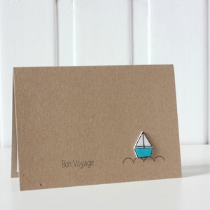 Personalised Goodbye Card, Bon Voyage Card with Handmade Sail Boat Embellishment image 2