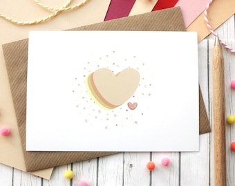 Love Heart - Happy Mail Postcard - Glitter Postcard