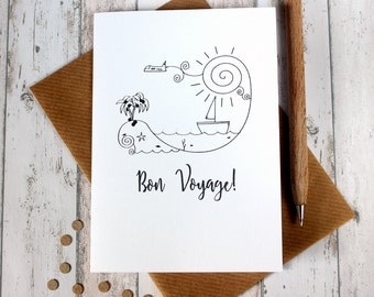 Illustrated Goodbye Card, Bon Voyage