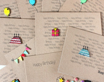 Pack of 6 Any Occasion Handmade Kraft Cards - Choose Your Own