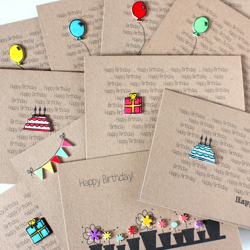 Pack of 6 Any Occasion Handmade Kraft Cards Choose Your Own image 1