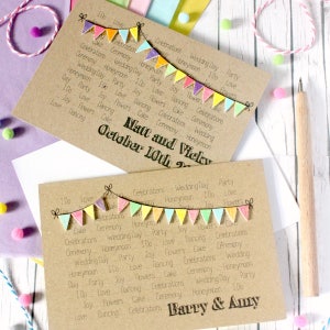 Personalised Wedding Day Congratulations Card, with Handmade Bright Bunting Embellishments image 4