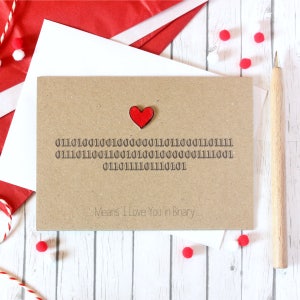 Binary Code Love Card: Handmade Anniversary, Wedding, or Valentine's Day Card