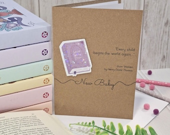 New Baby Bookish Greetings Card | Holographic Henry David Thoreau Walden Literary Quote Card
