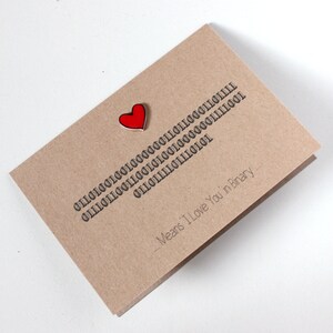 Binary Code Love Card: Handmade Anniversary, Wedding, or Valentine's Day Card image 4