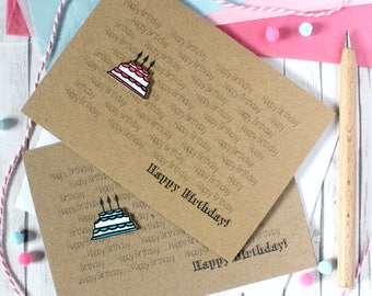 Personalised Happy Birthday Card, with Handmade Birthday Cake Embellishment