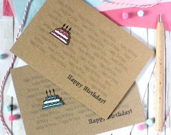 Personalised Happy Birthday Card, with Handmade Birthday Cake Embellishment