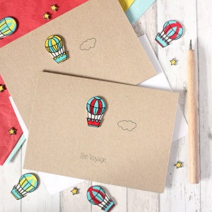 Carte Bon voyage personnalisée, carte d'adieu avec embellissement artisanal en montgolfière