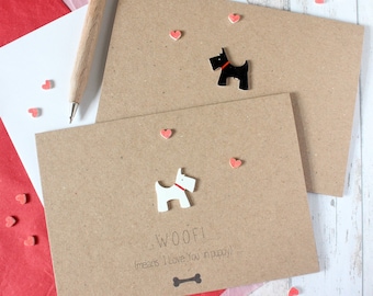 Fun Father's Day Card, Woof Means I Love You in Puppy, with Handmade Dog Embellishment