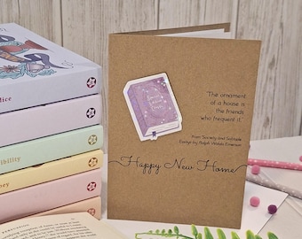Happy New Home Bookish Greetings Card | Holographic Ralph Waldo Emerson Literary Quote Card