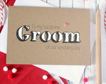 Hand Painted Wedding Day Card for the Groom, From the Bride