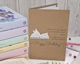 Happy Birthday Bookish Greetings Card | Holographic William Shakespeare Merchant of Venice Literary Quote Card