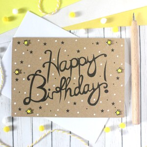 Helle alles Gute zum Geburtstag Karte, mit handgemachten Stern Verzierungen