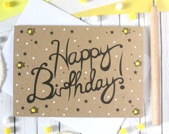 Bright Happy Birthday Card, with Handmade Star Embellishments