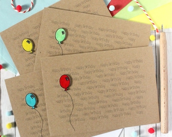 Bright Happy Birthday Card, with Handmade Birthday Balloon Embellishment