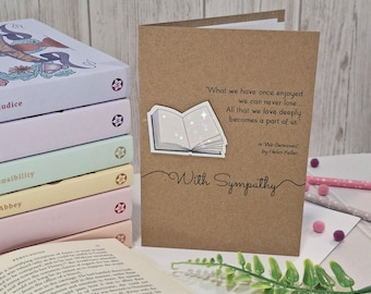 With Sympathy Bookish Greetings Card | Holographic Helen Keller We Bereaved Literary Quote Card