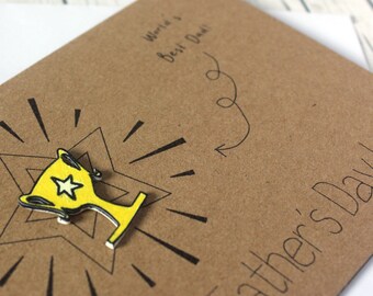 Personalised Father's Day Card for Dad, with Handmade Trophy Embellishment