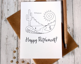 Illustrated Happy Retirement Card, Off into the Sunset