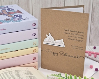 Happy Retirement Bookish Greetings Card | Holographic Oscar Wilde De Profundis Literary Quote Card