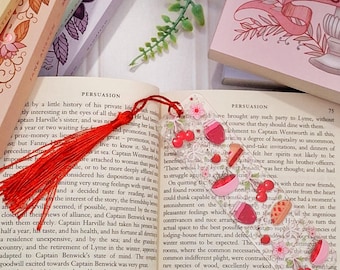 Cherry Pie Acrylic Bookmark with Tassel | Cute Retro Dessert Design | Cosy Gift for Readers