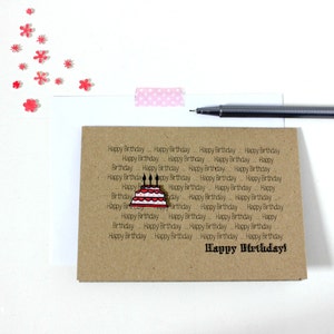 Personalised Happy Birthday Card, with Handmade Birthday Cake Embellishment image 5
