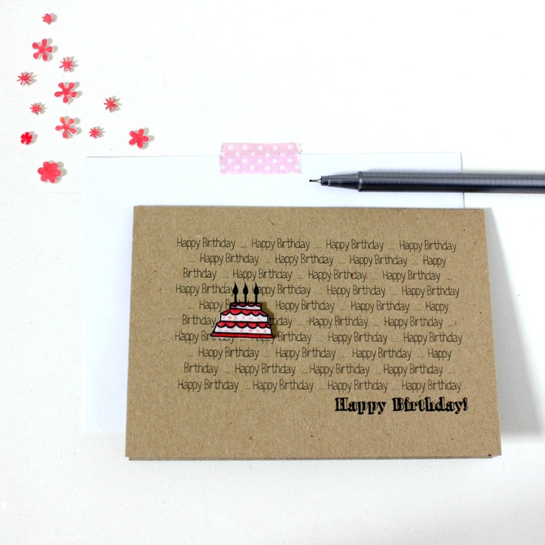 Personalised Happy Birthday Card, with Handmade Birthday Cake Embellishment image 5