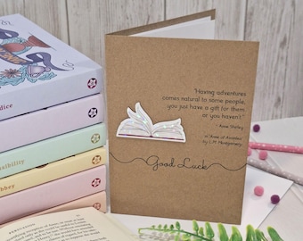 Good Luck Bookish Greetings Card | Holographic LM Montgomery Anne of Avonlea Literary Quote Card