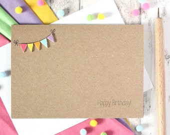 Personalised Happy Birthday Card, with Handmade Bright Birthday Bunting Embellishments