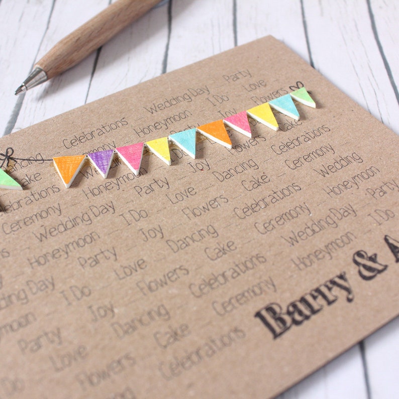 Personalised Wedding Day Congratulations Card, with Handmade Bright Bunting Embellishments image 8