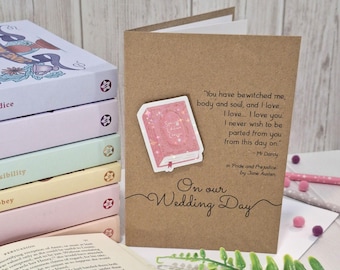 Wedding Day Bookish Greetings Card | Holographic Jane Austen Pride and Prejudice Quote Card