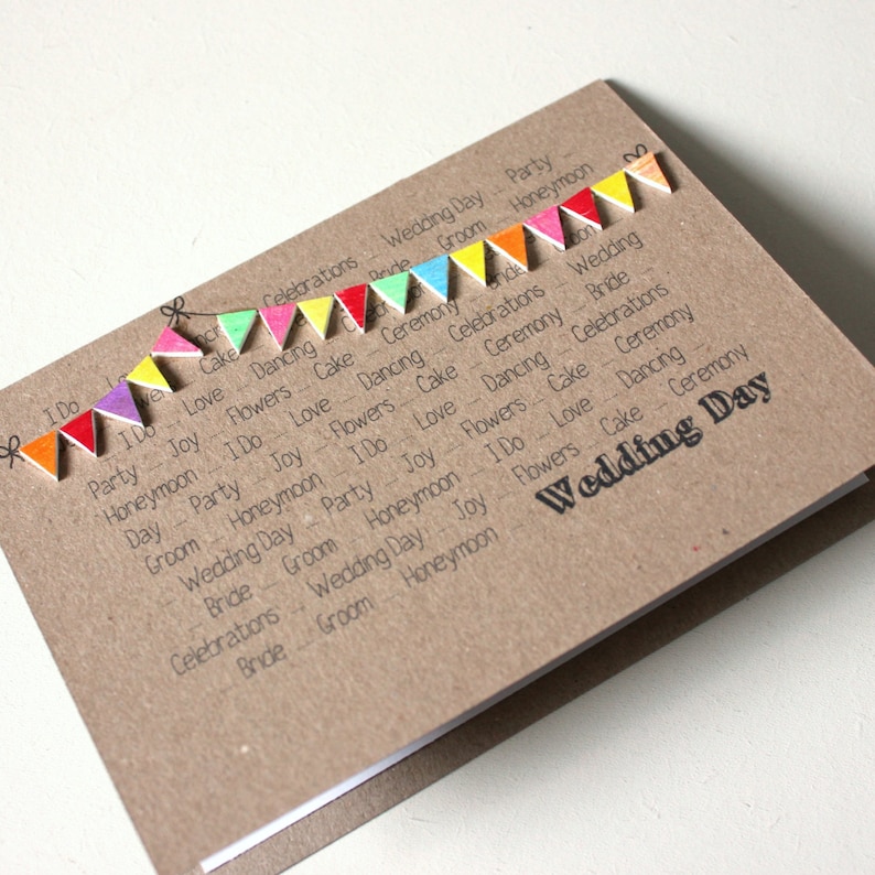 Personalised Wedding Day Congratulations Card, with Handmade Bright Bunting Embellishments image 6
