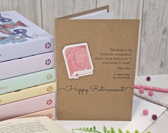 Happy Retirement Bookish Greetings Card | Holographic Anne Bronte Agnes Grey Literary Quote Card
