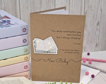 New Baby Bookish Greetings Card | Holographic Wind in the Willows Kenneth Grahame Literary Quote Card