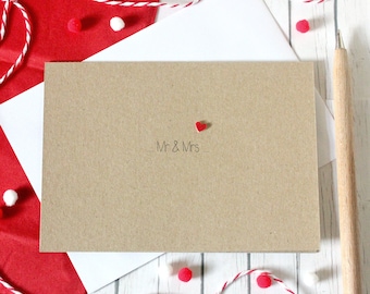 Personalised Engagement or Wedding Card with Handmade Love Heart Embellishment