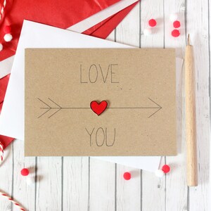 Personalised Love You Card with Handmade Heart Embellishment