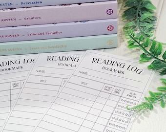 Reading Log Bookmarks Pack of 3 | Reading Journal Insert | Book Lover Gift | Book Club Gift | Teacher Gift | Reading Log