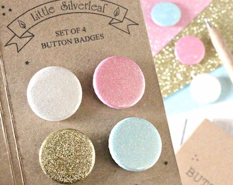 Glitter Badge Pack - Mix & Match Colours, Choose Your Own Sparkly Button Badges